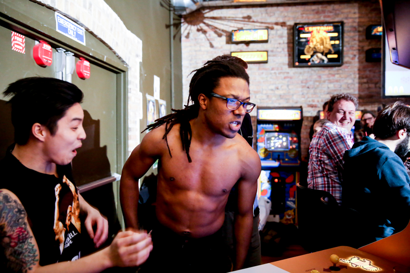 A shirtless Kenny Pettigrew after Something Seasonal’s Game 5 win